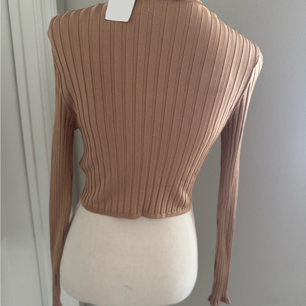 Significant Other Elegant Tan Ribbed Women Top - Picture 2 of 3